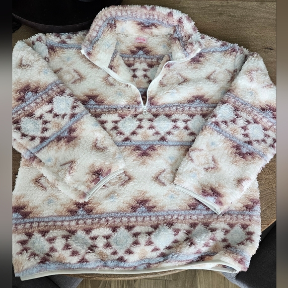 Western Print Sherpa Pullover, size:XL - Picture 3 of 7